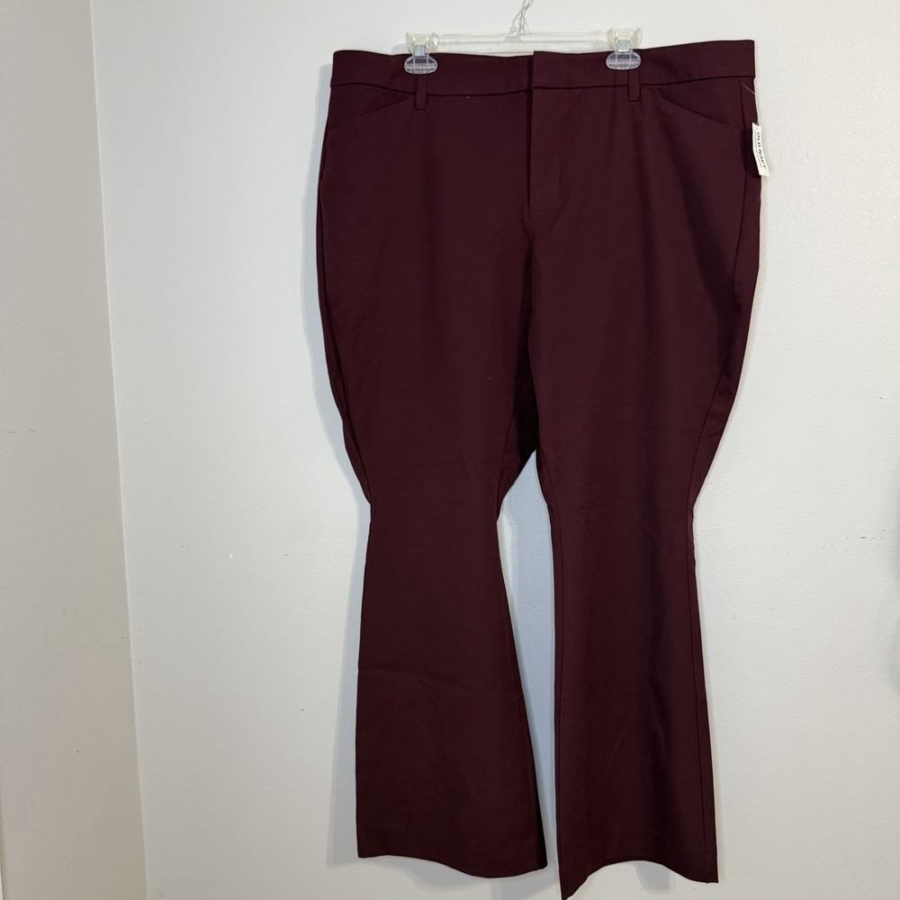 Old Navy Pixie Flare Pants Womens Size 22 High Rise Burgundy Dark Acadmia New
